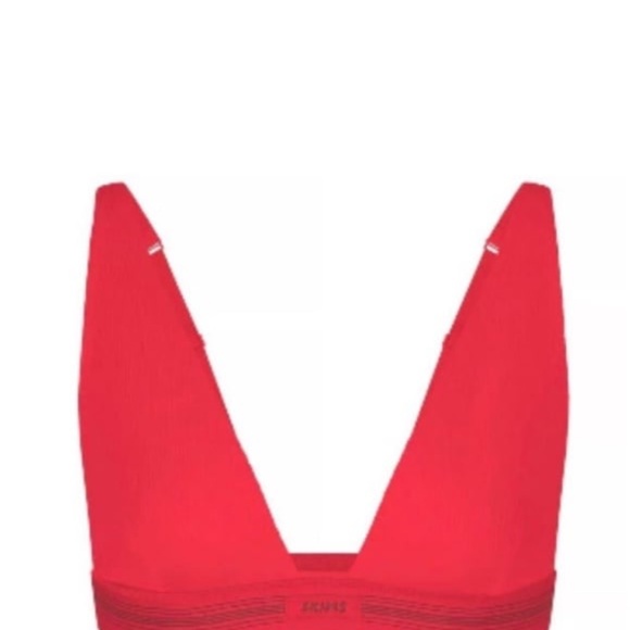 NWT SKIMS COTTON RIB PLUNGE BRALETTE SIZE XS - Picture 1 of 3